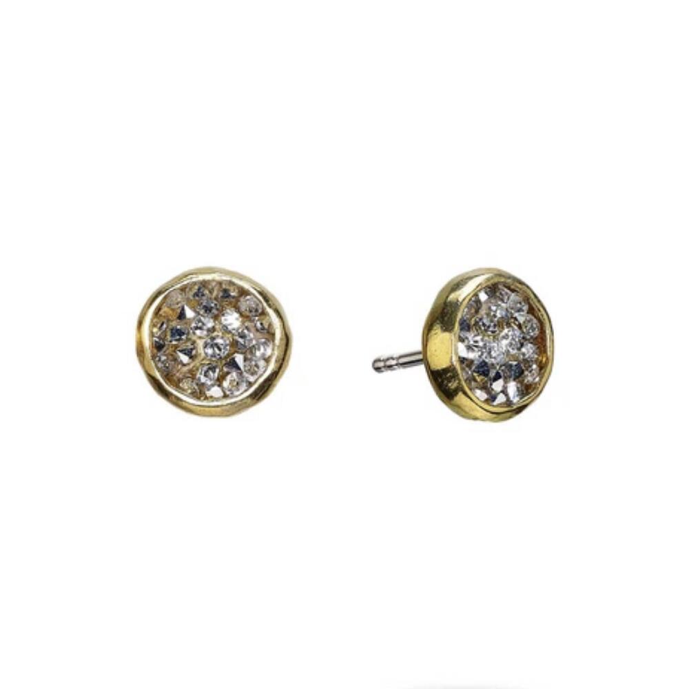 NEW WAXING POETIC kristal dome stud earrings in gold